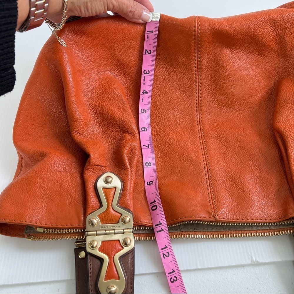 Vintage Michael Kors Shoulder Bag Pebble Leather Pumpkin Brown Boho Dust Bag - Picture 15 of 16